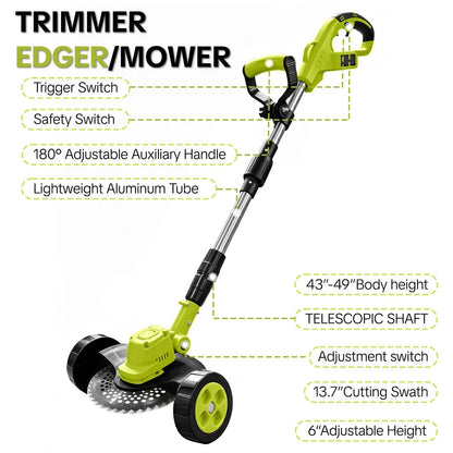 🔥 Save 80% Today | 3-in-1 Cordless Grass Trimmer & Lawn Mower German Engineering | Includes 2× 21V Batteries | Lightweight for Small & Medium Lawns | 🚚 FREE Shipping